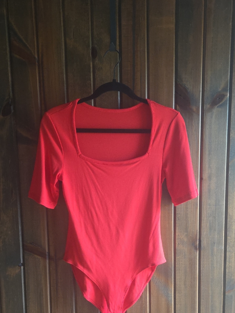 Women's Red Square Neck Bodysuit